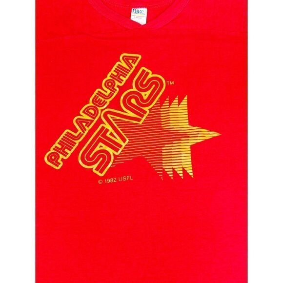 Vintage 1982 USFL Philadelphia Stars Shirt Red Large Jersey Style Single Stitch - Picture 4 of 11